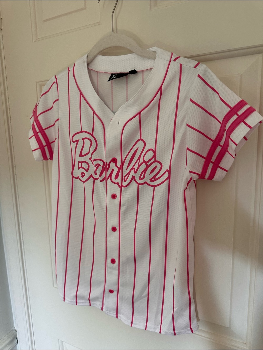Barbie White and Hot Pink Pinstripe Baseball Jersey